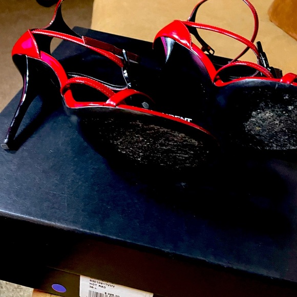 Saint Laurent red size 8.5 4 inch heel height. - Picture 5 of 13